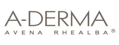 Logo A-Derma z napisem Avena Rhealba, symbolizujące naturalną pielęgnację sk&oacute;ry, kosmetyki dermatologiczne i owies Rhealba.